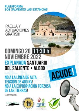 Convocatoria de la protesta de SOS Salvemos la Sierra de las Estancias