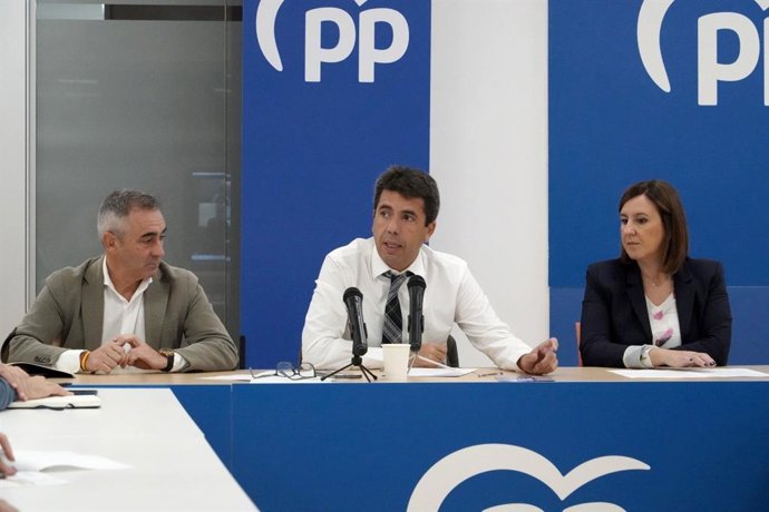 Comité de dirección del PP: (I-D) Miguel Barrachina, Carlos Mazón y María José Catalá.