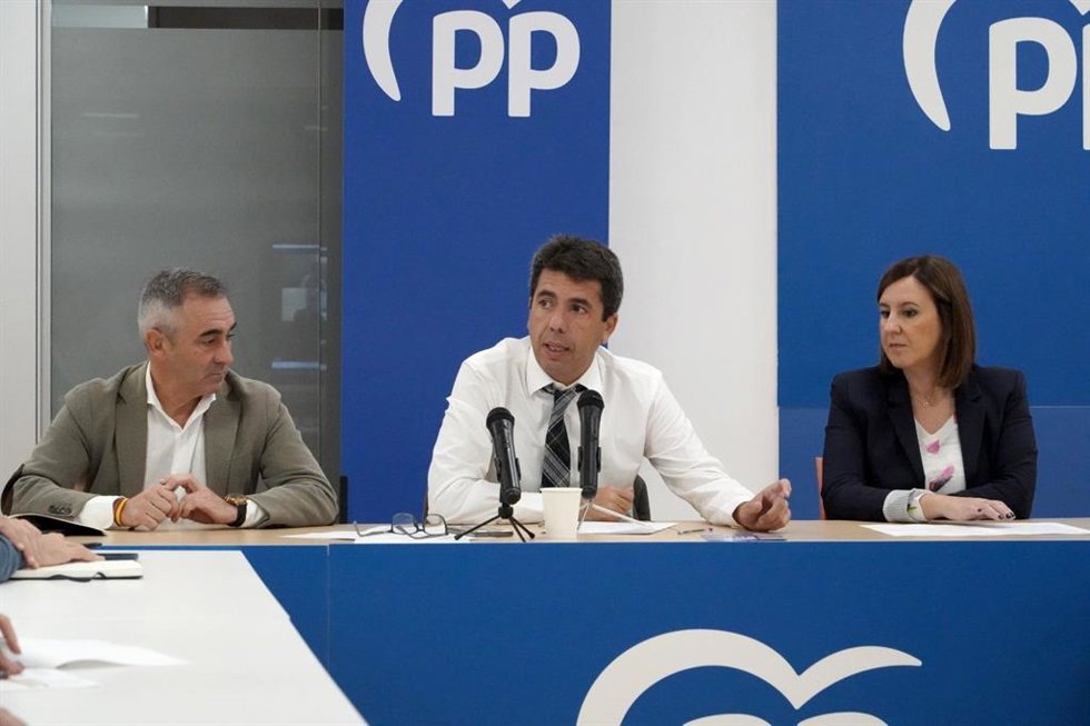 Comité de dirección del PP: (I-D) Miguel Barrachina, Carlos Mazón y María José Catalá.
