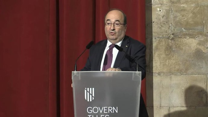 El ministro de Cultura y Deportes, Miquel Iceta, en la rueda de prensa en el Consolat de Mar.