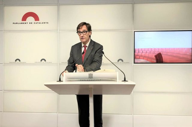 El líder del PSC, Salvador Illa, en rueda de prensa.