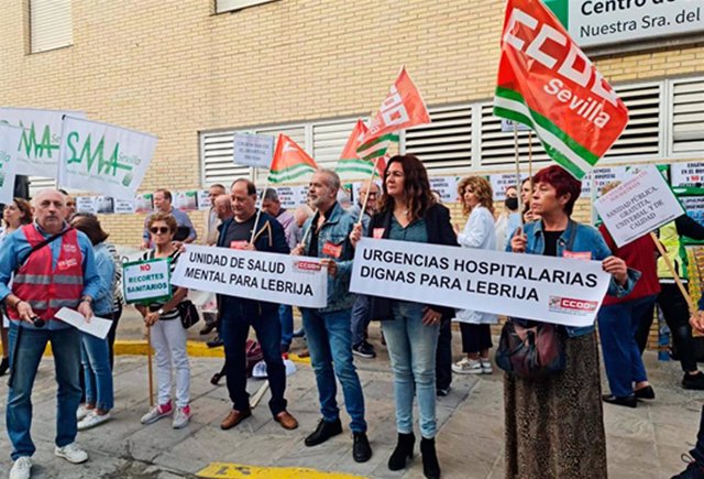 Movilización en protesta por la situación sanitaria de Lebrija.