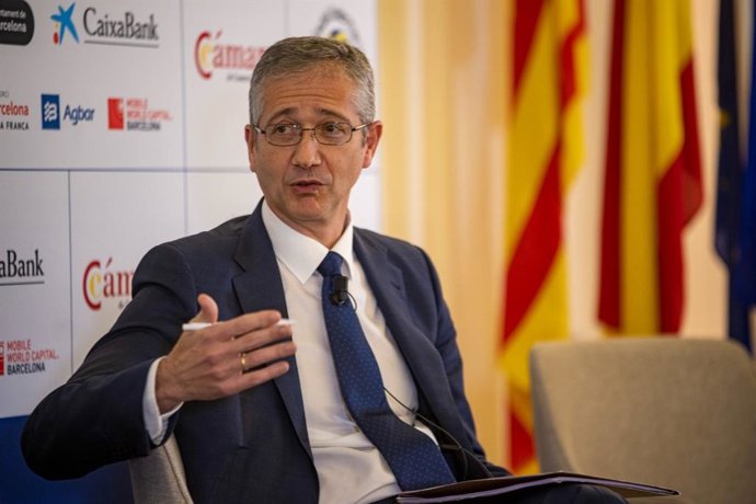 El gobernador del Banco de España, Pablo Hernández de Cos, este viernes en Castell-Platja d'Aro (Girona)