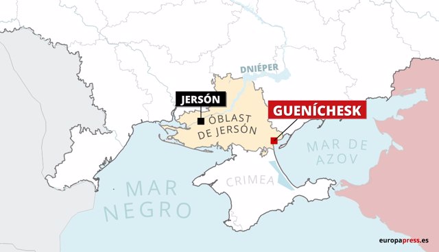 Ubicación de Gueníchesk en Jersón (Ucrania)