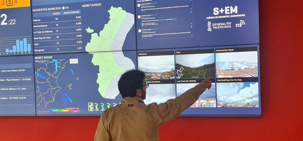 Seguimiento del episodio de lluvias desde el Centro de Coordinación de Emergencias de la Generalitat