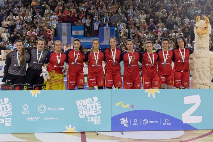 La selección española femenina de hockey sobre patines en los World Skate Games 2022 de Argentina