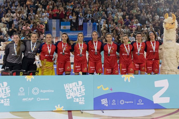La selecció espanyola femenina d'hoquei patins en els World Skate Games 2022 de l'Argentina
