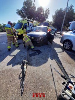 Un accidente en un área de servicio en la AP-7 en L'Aldea (Tarragona)