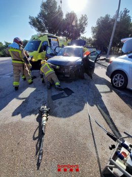 Un accident en una rea de servei a l'AP-7 a l'Aldea (Tarragona)