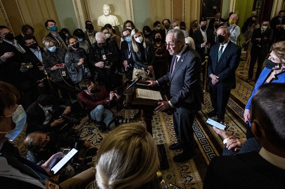 Archivo - El líder de la mayoria demócrata en el Senado de EEUU, Chuck Schumer 