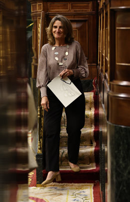 La vicepresidenta tercera y ministra de la Transición Ecológica y Reto Democrático, Teresa Ribera, después de interpelar durante una sesión plenaria en el Congreso de los Diputados, a 2 de noviembre de 2022, en Madrid (España). El Partido Popular va a f