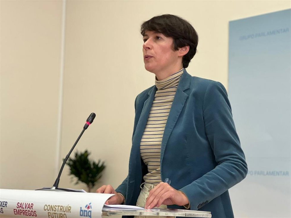 La portavoz nacional del BNG, Ana Pontón, en rueda de prensa este lunes