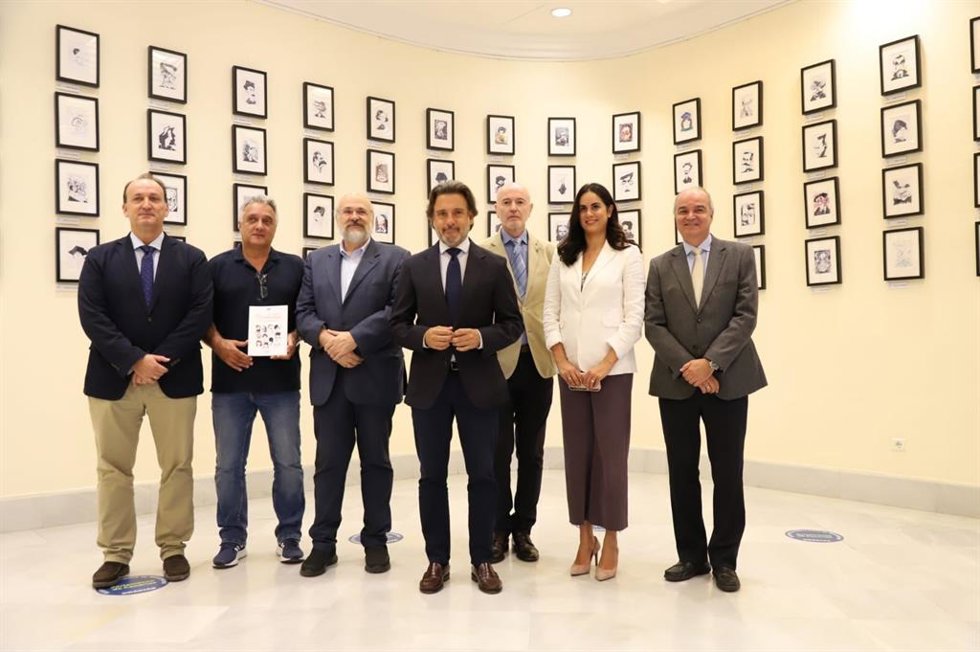 Inauguración de la exposición 'Escritor@s. 154 caricaturas' de Néstor Dámaso del Pino