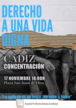 Cartel de la convocatoria de concentración de Apdha en Cádiz