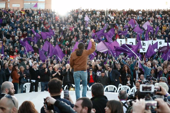 Archivo - Imagen de archivo del exlíder de Podemos Pablo Iglesias en la campaña a las elecciones de abril de 2019.