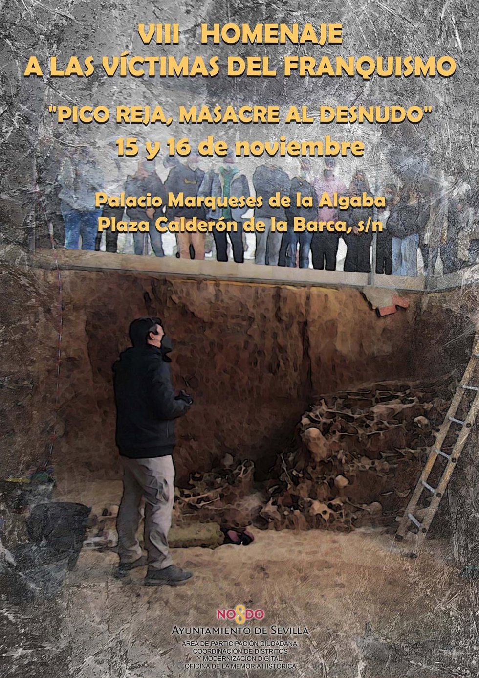 Cartel del VIII Homenaje a las Víctimas del Franquismo organizado por el Ayuntamiento de Sevilla.