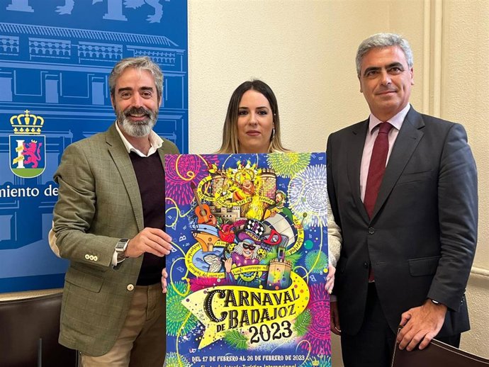Imagen del cartel anunciador del Carnaval de Badajoz, declarado Fiesta de Interés Turístico Internacional