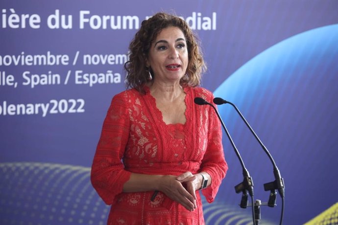 La ministra de Hacienda, María Jesús Montero, en la inauguración del Foro Global sobre Transparencia e Intercambio de Información con Fines Fiscales de la OCDE.