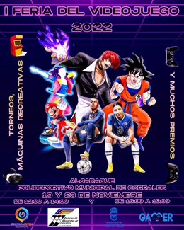 Cartel de la I Feria del Videojuego en Corrales (Huelva).