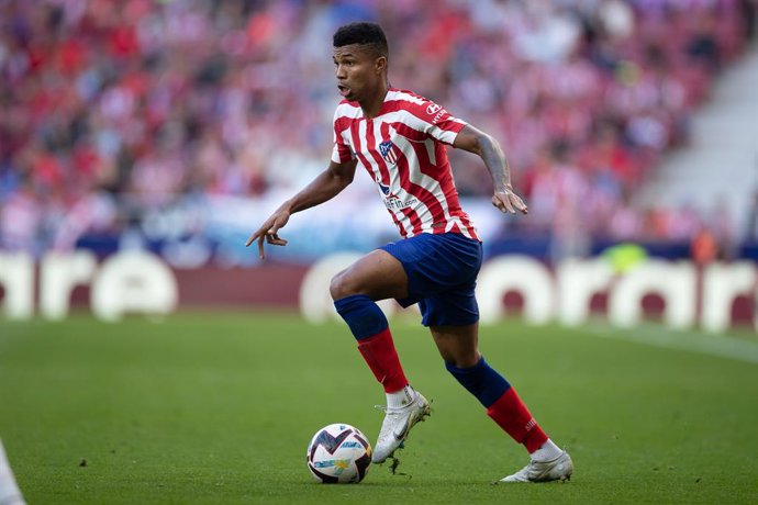 Reinildo Mandava of Atletico de Madrid in action during the spanish league, La Liga Santander, football match played between Atletico de Madrid and RCD Espanyol at Civitas Metropolitano stadium on November 06, 2022, in Madrid, Spain.