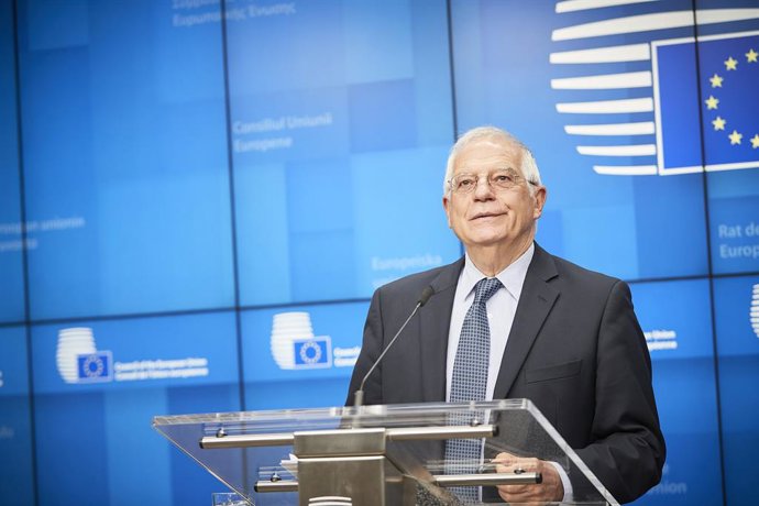 Archivo - HANDOUT - 15 June 2020, Belgium, Brussels: Josep Borrell, European High Representative of the Union for Foreign Affairs, speaks during a press conference after a videoconference meeting the of EU foreign ministers   at the European Council. Ph