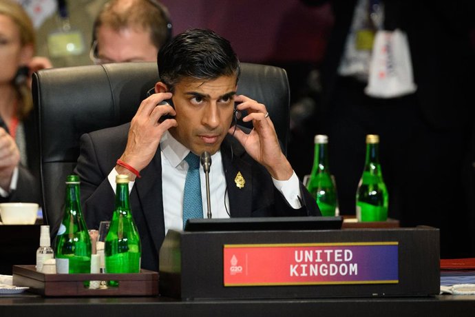 El primer ministro de Reino Unido, Rishi Sunak, en la cumbre del G20 en Indonesia