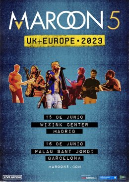 Cartell de la gira de Maroon 5 a Barcelona i Madrid