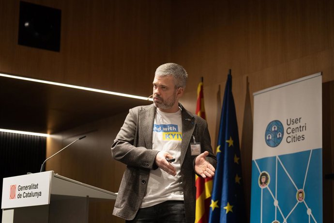 El teniente de alcalde de Kiev (Ucrania), Petro Olenych, en la apertura del congreso User Centri Cities 2022