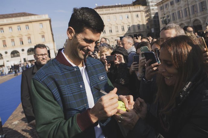 11 November 2022, Italy, Turin: Serbian tennis player Novak Djokovic attends the player presentation of the ATP Finals in Turin. Photo: Andrea Alfano/LaPresse via ZUMA Press/dpa