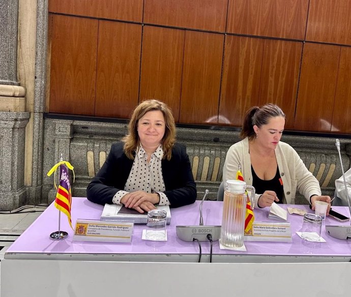 La consellera de Presidencia, Función Pública e Igualdad, Mercedes Garrido, en la Conferencia Sectorial de Igualdad celebrada en Madrid.