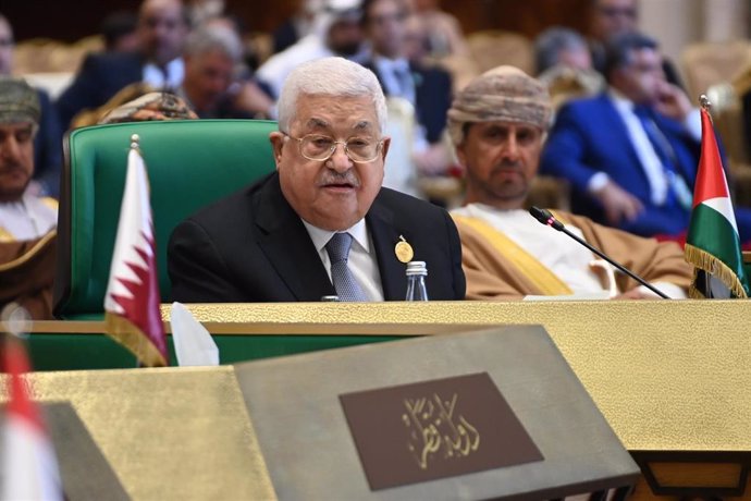 El presidente de la Autoridad Palestina, Mahmud Abbas, durante una cumbre de la Liga Árabe en Argelia