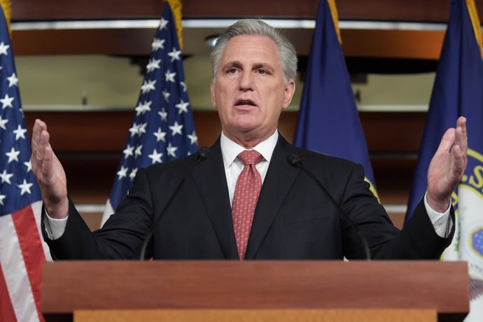 Archivo - 25 August 2021, US, Washington: USHouse Minority Leader Kevin McCarthy speaks during his weekly press conference at the US Capitol. Photo: Lenin Nolly/SOPA Images via ZUMA Press Wire/dpa