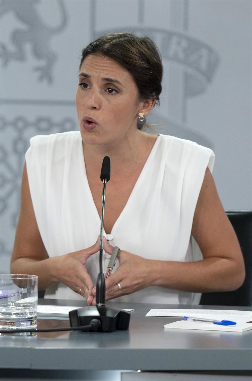 Archivo - La ministra de Igualdad, Irene Montero, en una rueda de prensa posterior a la reunión del Consejo de Ministros