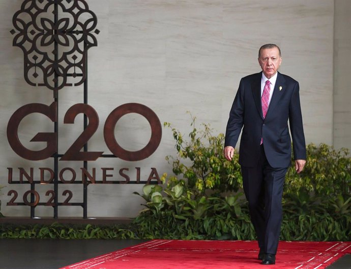 November 15, 2022, Nusa Dua, Nusa Dua, Indonesia: Turkey's President Recep Tayyip Erdogan arrives for the G20 leaders' summit in Nusa Dua, on the Indonesian resort island of Bali on November 15, 2022