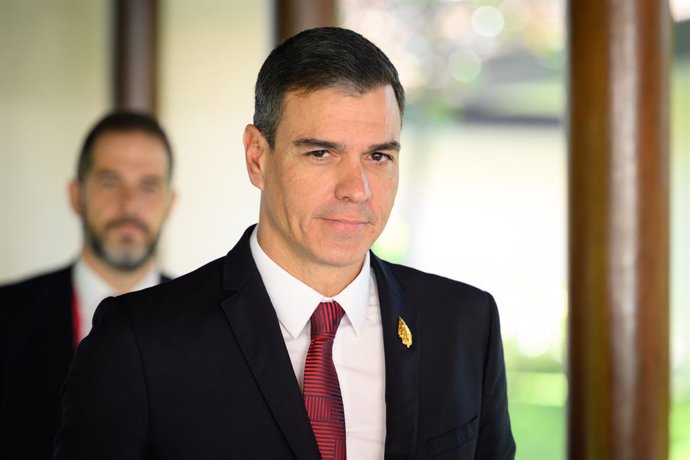 16 November 2022, Indonesia, Nusa Dua: Prime Minister of Spain Pedro Sanchez arrives ahead of an emergency meeting of leaders following the overnight missile strike by a Russian-made rocket on Poland, at the G20 summit. Photo: Leon Neal/PA Wire/dpa