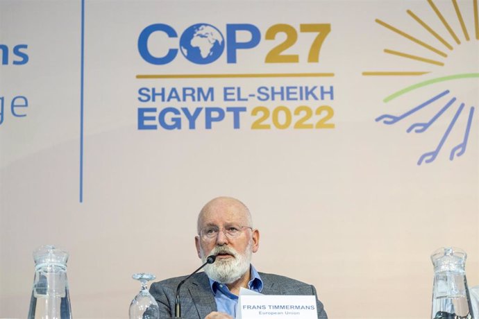 15 November 2022, Egypt, Sharm El-Sheikh: Frans Timmermans, Vice President of the European Commission, speaks at a press conference during the 2022 United Nations Climate Change Conference COP27. Photo: Christophe Gateau/dpa