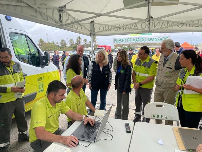 Puesto de Mando Avanzado del simulacro de vertido de fueloil en El Puerto.