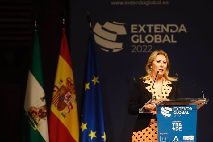Carolina España, consejera de Economía de la Junta de Andalucía, en la inauguración de Extenda Global 2022