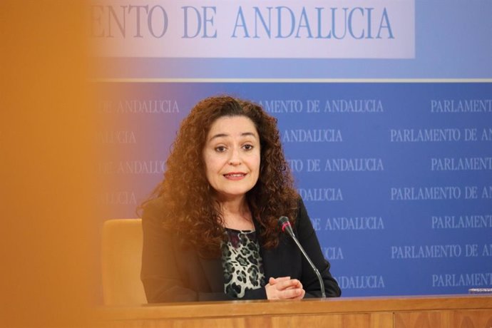 La portavoz parlamentaria de Por Andalucía, Inmaculada Nieto, en rueda de prensa.