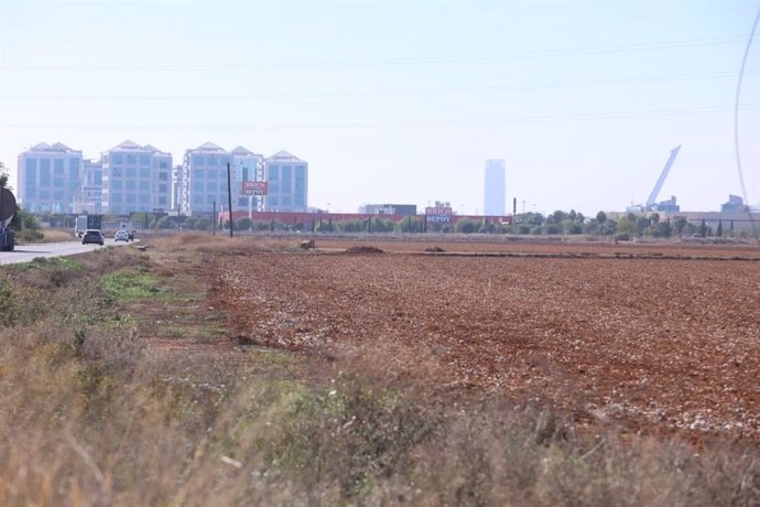 Terrenos por los que discurrirá el ramal técnico de la línea 3 del Metro de Sevilla.