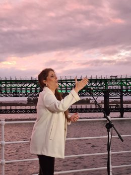 La cantaora onubense Argentina en su 'Llamada al Flamenco'.