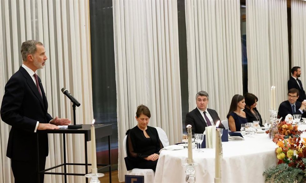 El Rey Felipe VI durante su discurso en Zagreb