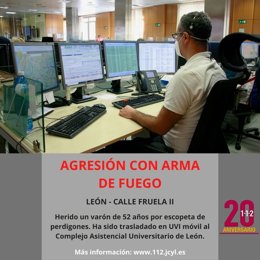 Gráfico elaborado por el 112 con datos sobre la agresión con arma de fuego en León