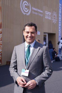 El presidente de la Junta de Andalucía, Juanma Moreno, durante su participación en la COP27
