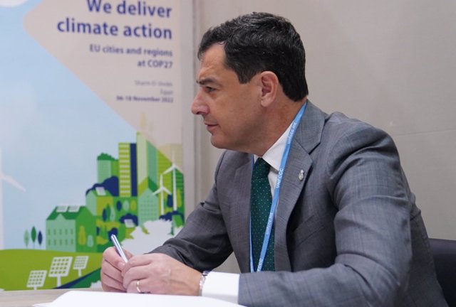 El presidente de la Junta de Andalucía, Juanma Moreno, en la 27ª Conferencia de las Naciones Unidas sobre el Cambio Climático (Cumbre del Clima COP27).