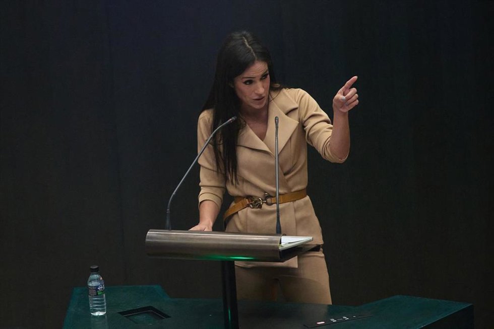 La vicealcaldesa de Madrid, Begoña Villacís, interviene durante una sesión ordinaria del Pleno Municipal, en el Palacio de Cibeles