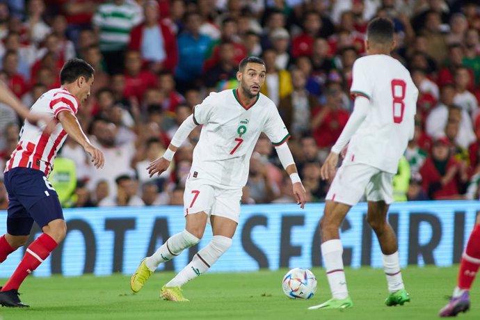 Archivo - Hakim Ziyech of Morocco in action during an international friendly game between Morocco and Paraguay at Benito Villamarin Stadium on September 27, 2022 in Sevilla, Spain.