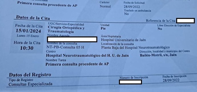 Imagen de una cita hospitalaria.