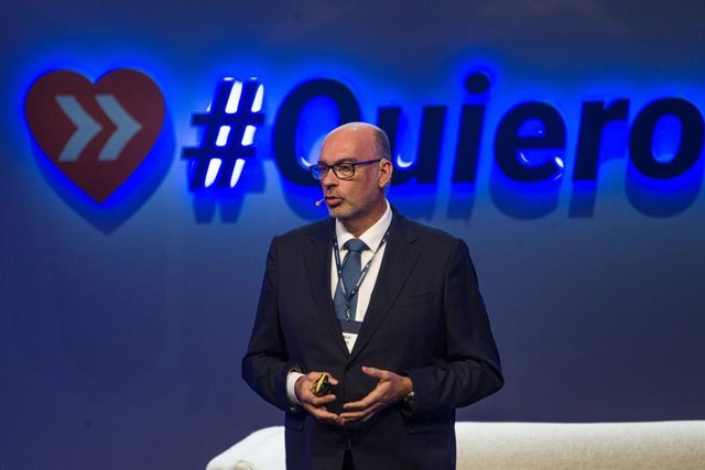 El presidente de Telefonica España, Emilio Gayo, durante el VI acto empresarial por el Corredor Mediterráneo.