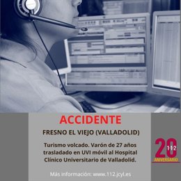 Gráfico elaborado por el 112 con datos sobre el vuelco de un turismo en Fresno el Viejo